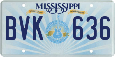 MS license plate BVK636