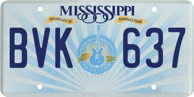 MS license plate BVK637