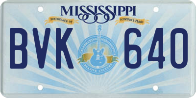 MS license plate BVK640