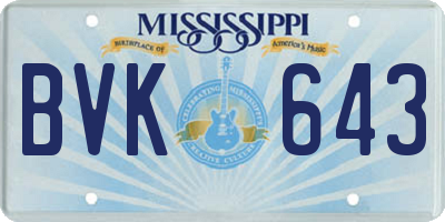MS license plate BVK643