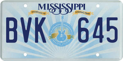 MS license plate BVK645