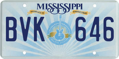 MS license plate BVK646