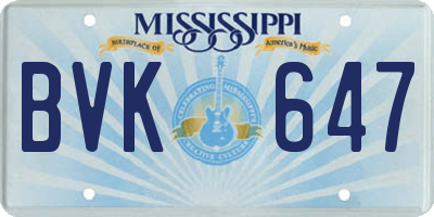 MS license plate BVK647