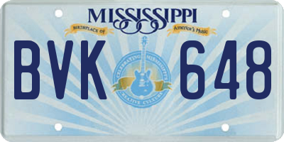 MS license plate BVK648