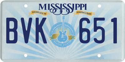 MS license plate BVK651