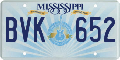 MS license plate BVK652