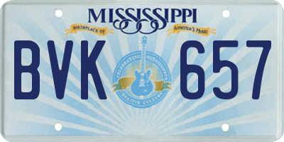 MS license plate BVK657