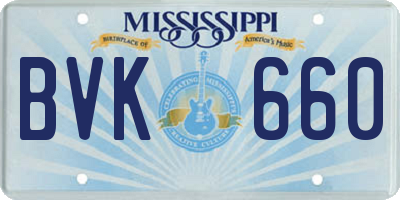 MS license plate BVK660