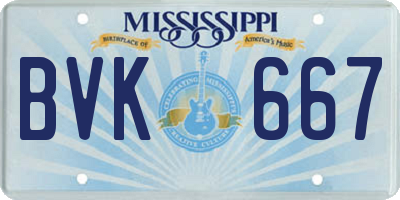 MS license plate BVK667