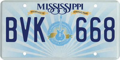 MS license plate BVK668