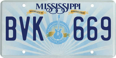 MS license plate BVK669
