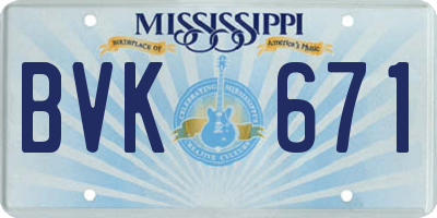 MS license plate BVK671