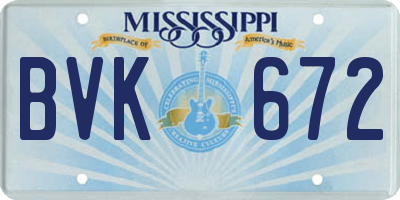 MS license plate BVK672