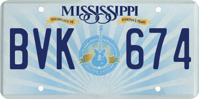 MS license plate BVK674