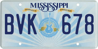 MS license plate BVK678