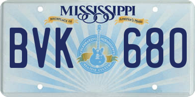 MS license plate BVK680