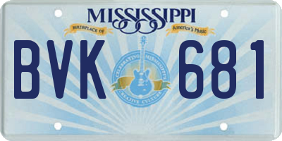 MS license plate BVK681