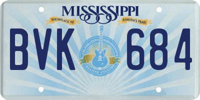 MS license plate BVK684