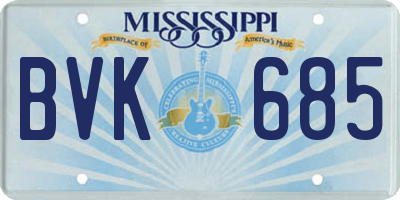 MS license plate BVK685