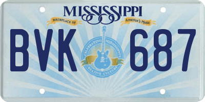 MS license plate BVK687