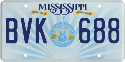 MS license plate BVK688