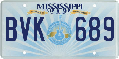 MS license plate BVK689