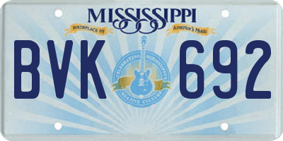 MS license plate BVK692