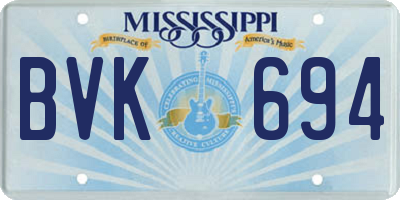 MS license plate BVK694