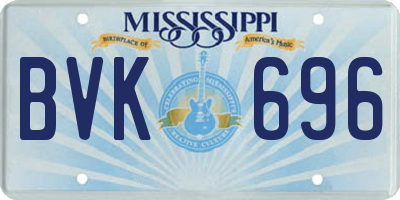 MS license plate BVK696