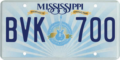 MS license plate BVK700