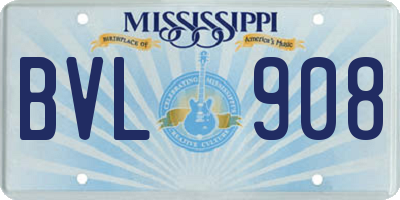 MS license plate BVL908