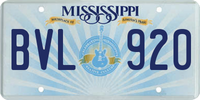 MS license plate BVL920