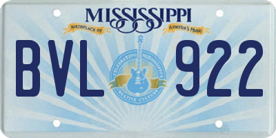 MS license plate BVL922