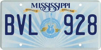 MS license plate BVL928