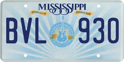 MS license plate BVL930