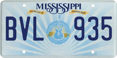 MS license plate BVL935