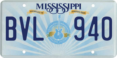 MS license plate BVL940