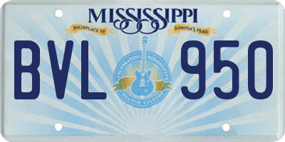 MS license plate BVL950