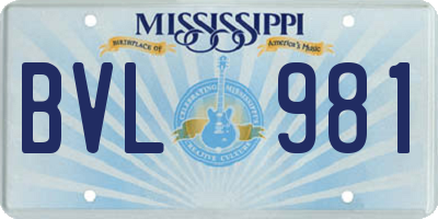 MS license plate BVL981