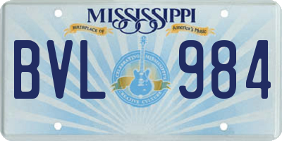 MS license plate BVL984
