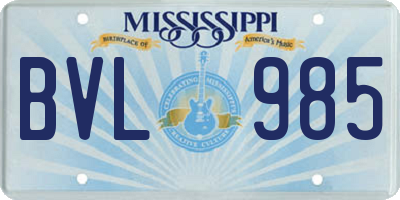 MS license plate BVL985