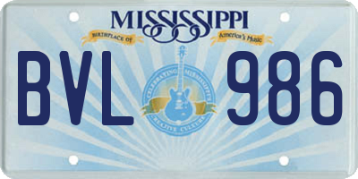 MS license plate BVL986