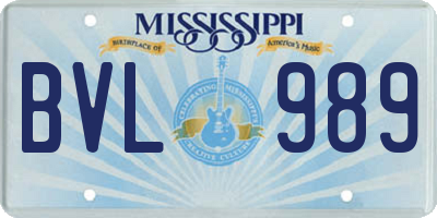 MS license plate BVL989