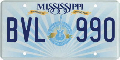 MS license plate BVL990