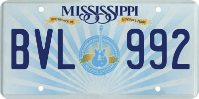 MS license plate BVL992