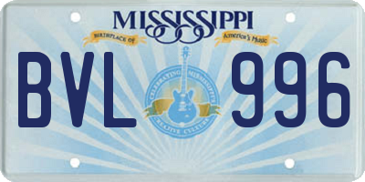 MS license plate BVL996