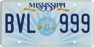 MS license plate BVL999
