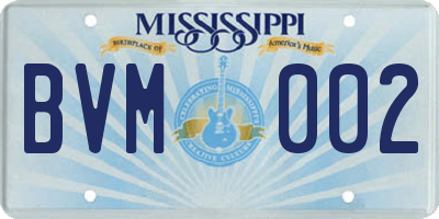 MS license plate BVM002