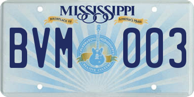 MS license plate BVM003