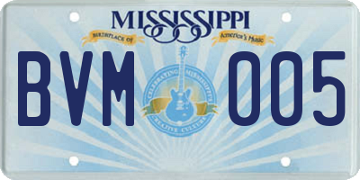 MS license plate BVM005